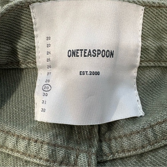 ONE TEASPOON Rollers Jean Shorts Distressed Frayed Hem Cheeky Olive Geen Size 29 - Picture 5 of 8